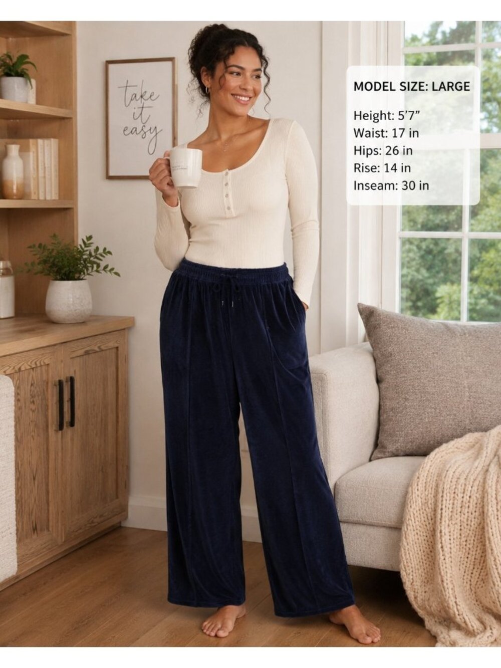 Universal Thread Goods Co. Leisure Studio Velour Wide Leg Lounge Pants NWT Navy